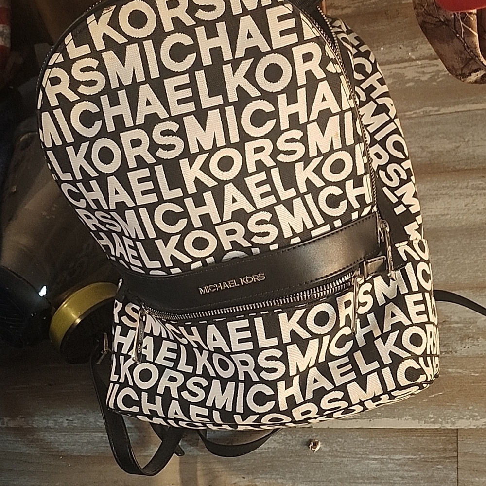 Michael Kors Monogram Black and White Backpack
